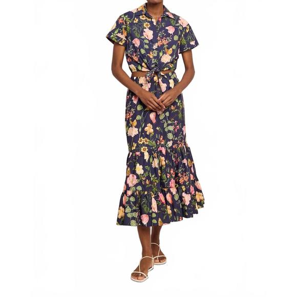 CARA CARA Dresses & Skirts - NEW CARA CARA chase midi skirt in stems evening blue